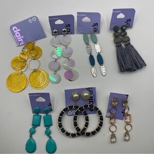 NWT Lot Of 7 Assorted Earrings By Claire’s For Pierced Ears- Msrp $70+